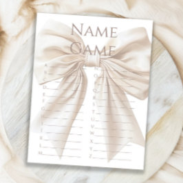 Elegant Beige Bow Baby Shower Namn Game