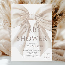 Elegant Beige Bow Gender Neutral Baby Shower