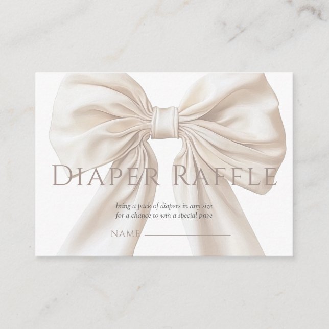 Elegant Beige Bow Könsneutralkoffel Raffle Tilläggskort (Framsida)