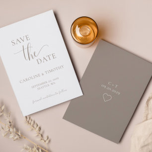 Elegant Beige Bröllop spara datum Card Inbjudningar