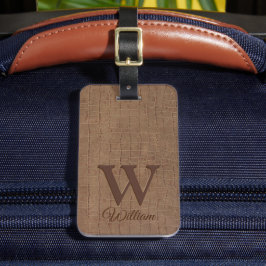 Elegant Beige Brown Cow Leather Struktur Monogramm Bagagebricka