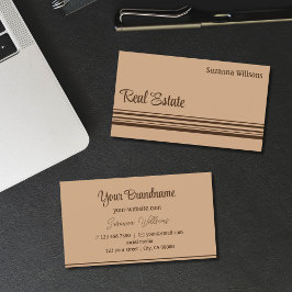 Elegant Beige Brown Rand Professionell Snyggt  Visitkort