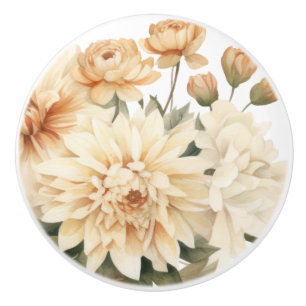 Elegant Beige Brun Blommor Blommig Keramisk Knapp Knopp