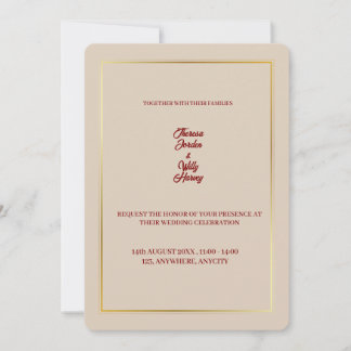 Elegant Beige & Burgundy Blommig Bröllopsinbjudan Inbjudningar