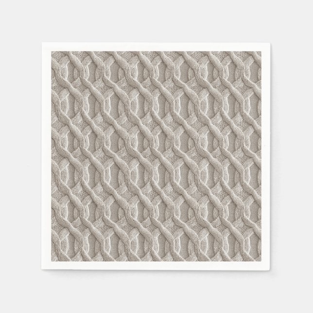 Elegant Beige Cable Sticka Mönster Pappersservett (Framsidan)
