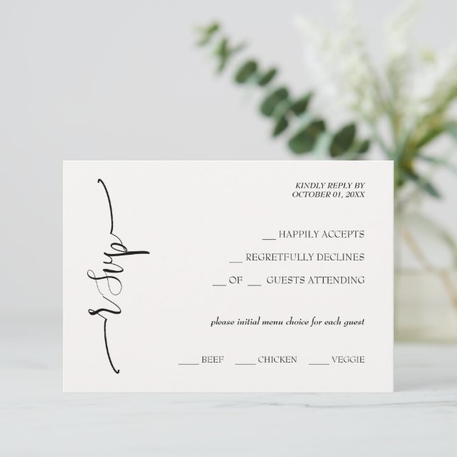 Elegant Beige Calligraphy OSA Kort (Stående Fram)