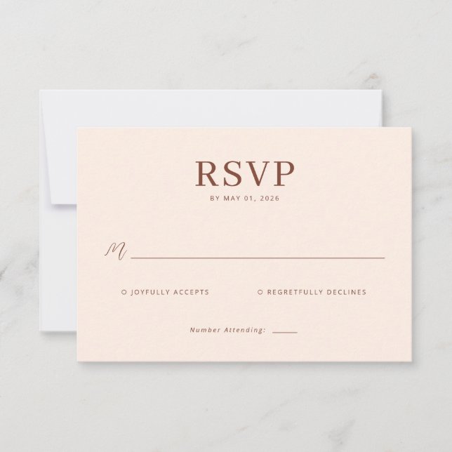 Elegant Beige Calligraphy RSVP OSA Kort (Framsida)