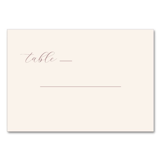 Elegant Beige Calligraphy Table Bordsnummer (Framsidan)