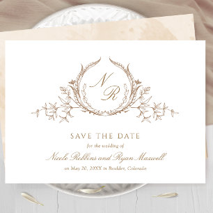 Elegant Beige Cream Monogram Calligraphy Spara Datumet