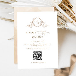 Elegant Beige Cream Monogram OSA Online QR-kod Tilläggskort