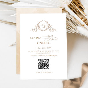 Elegant Beige Cream Monogram OSA Online QR-kod Tilläggskort