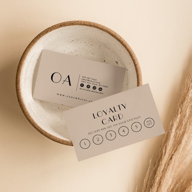 Elegant Beige Cream Neutralt Boho Modern 6 Slår Lojalitetskort (Skapare uppladdad)