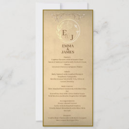 Elegant Beige Crème Akvarell, Monogram Bröllopsmen Inbjudningar