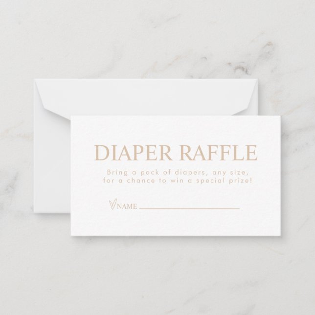 Elegant Beige Diaper Raffle Anteckningskort (Framsida)