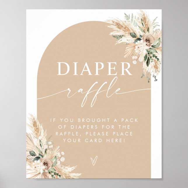 Elegant beige Diaper Raffle Poster (Framsidan)