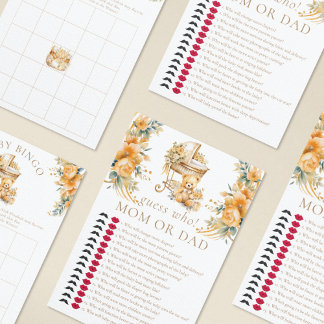 Elegant Beige & Faux Guld Baby Shower Gissa vem