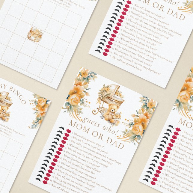 Elegant Beige & Faux Guld Baby Shower Gissa vem (Skapare uppladdad)