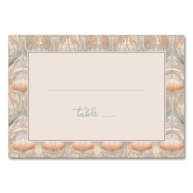 Elegant Beige Floral Pattern Bordsnummer (Framsidan)