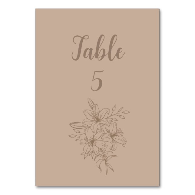 Elegant Beige Floral Wedding Bordsnummer (Framsidan)