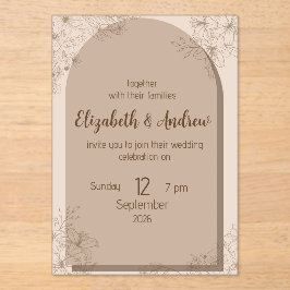 Elegant Beige Floral Wedding Invitation