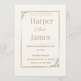 Elegant Beige Floral Wedding Invitation Invitation Inbjudningar