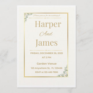Elegant Beige Floral Wedding Invitation Invitation Inbjudningar