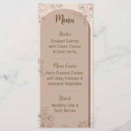 Elegant Beige Floral Wedding Menu Meny