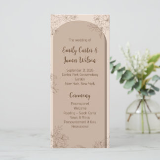 Elegant Beige Floral Wedding Program