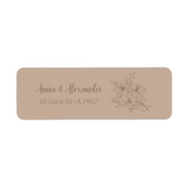Elegant Beige Floral Wedding Returadress Etikett