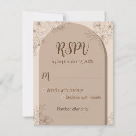 Elegant Beige Floral Wedding RSPV card OSA Kort