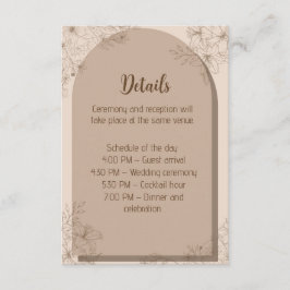 Elegant Beige Floral Wedding Tilläggskort
