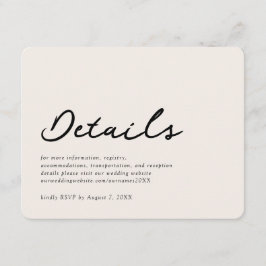 Elegant Beige Formell Bröllop-informationskort Tilläggskort