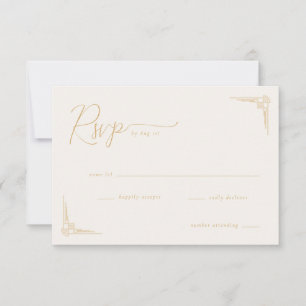 Elegant Beige Geometrisk Kalligrafi OSA Kort