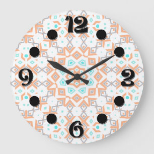 Elegant beige geometrisk retro mönster stor klocka