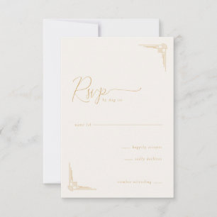 Elegant Beige Geometrisk RSVP OSA Kort