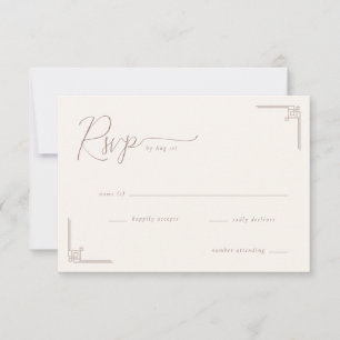 Elegant Beige Geometrisk RSVP OSA Kort