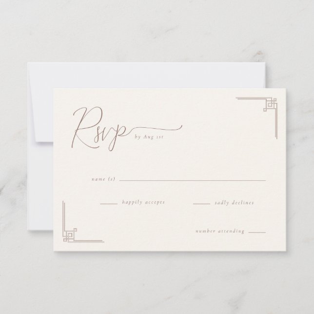 Elegant Beige Geometrisk RSVP OSA Kort (Framsida)