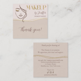 Elegant Beige & Gold Makeup Artist Thank you Card Lojalitetskort