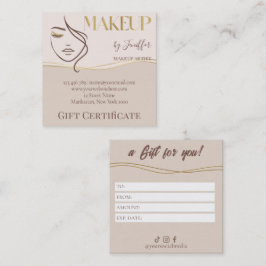 Elegant Beige & Gold Makeup Gift Certificate Card Lojalitetskort