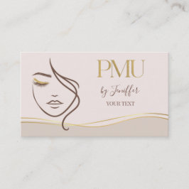 Elegant Beige & Gold PMU Affärsbokkort Visitkort