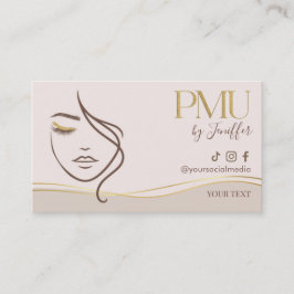 Elegant Beige & Gold PMU Affärskort Visitkort
