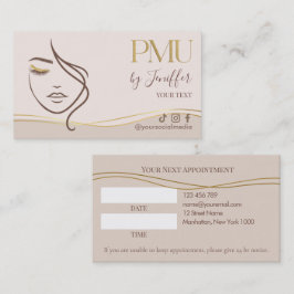 Elegant Beige & Gold PMU-återgivning Tidsbeställning Kort