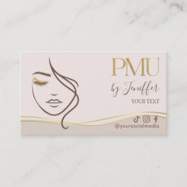 Elegant Beige & Gold PMU-återgivning Tidsbeställning Kort