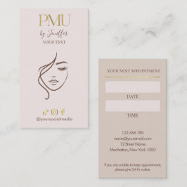 Elegant Beige & Gold PMU-bokning Tidsbeställning Kort