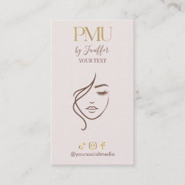 Elegant Beige & Gold PMU-bokning Tidsbeställning Kort