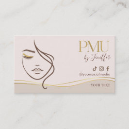 Elegant Beige & Gold PMU Bussines card Visitkort
