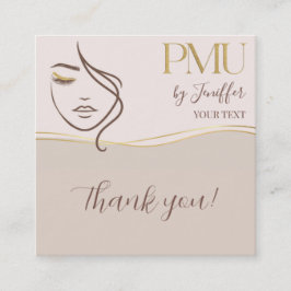Elegant Beige & Gold PMU Thank you Card Lojalitetskort