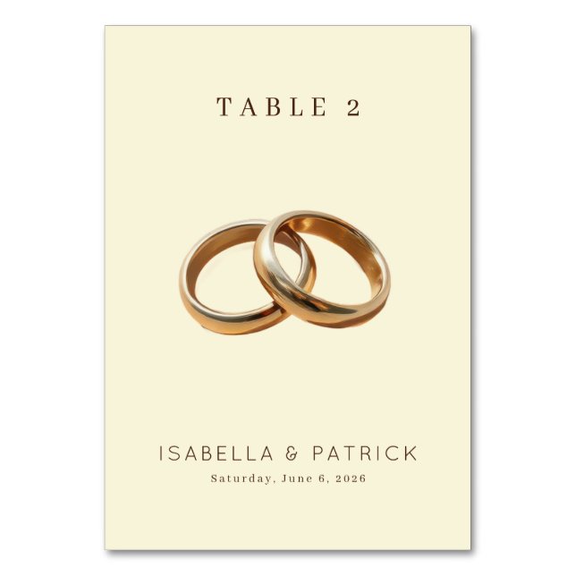 Elegant Beige Gold Rings Bordsnummer (Framsidan)