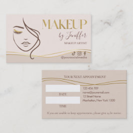 Elegant Beige & Gold Sminkartistbokning Tidsbeställning Kort