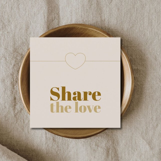 Elegant Beige Golden Heart Icon Line Rabattkort (Skapare uppladdad)